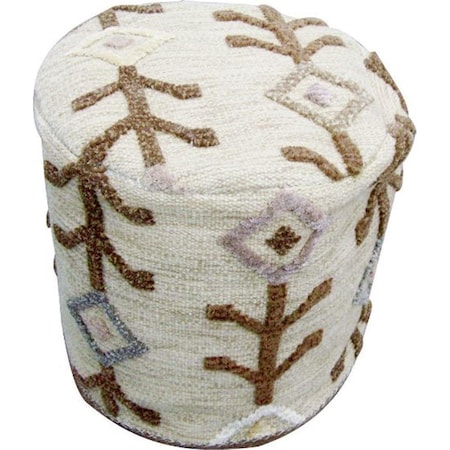 Khema7 Beige Pouf- 20 X 18 X 18 In.